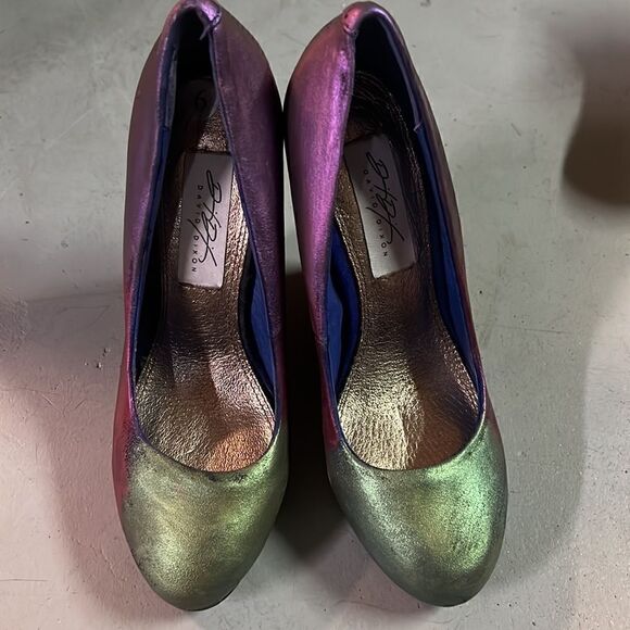 Size 6 Custom Upcycled David Dixon Vintage metallic ombre Wedges - Picture 5 of 6